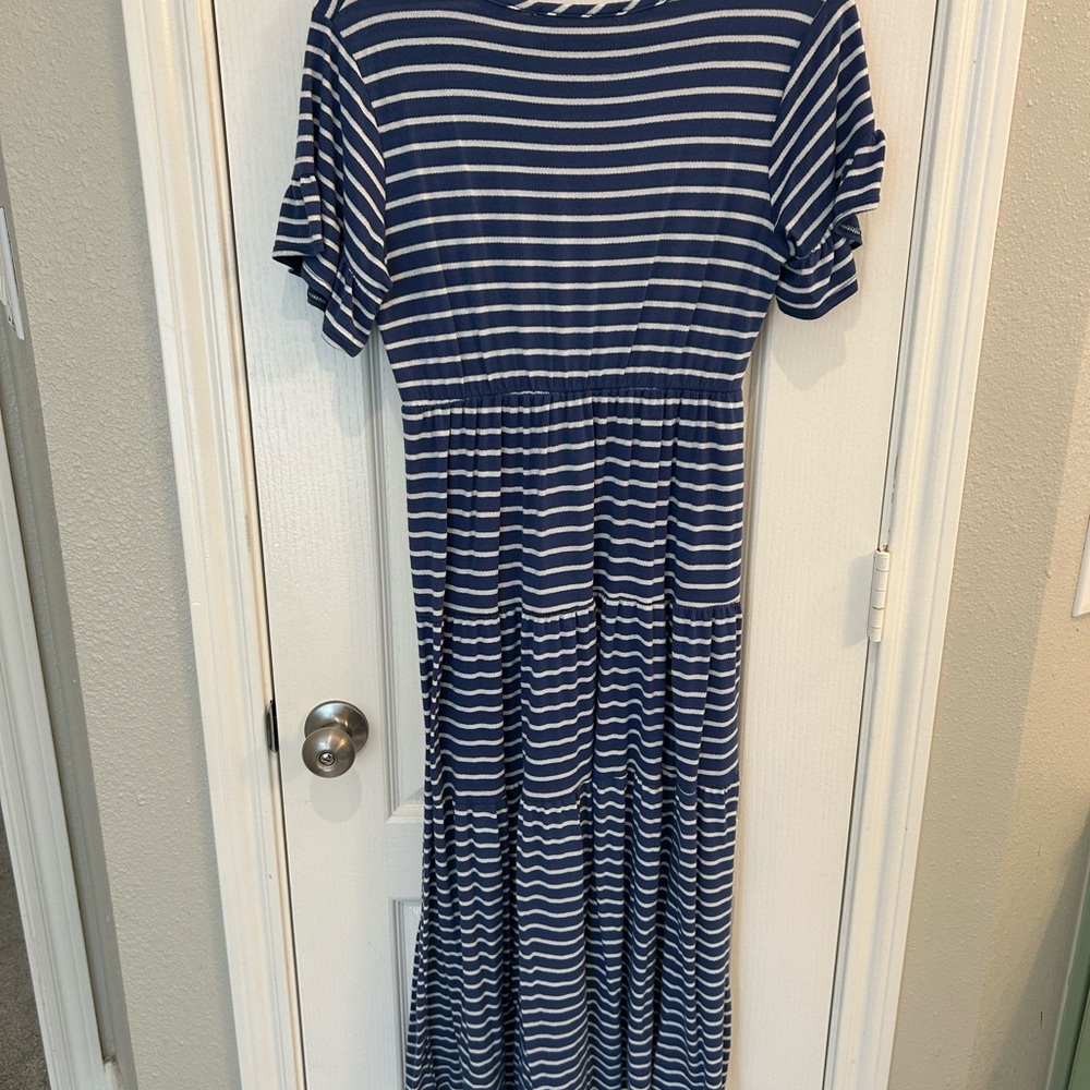 Blue and White Striped Dress